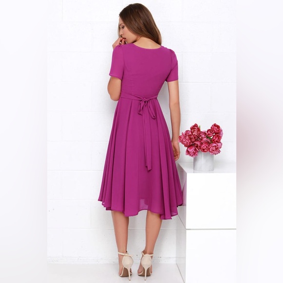 💜 LULUs Moonlit Dance Purple Midi Dress. Size MEDIUM. Great Cond! - Picture 2 of 8